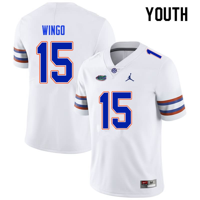 NCAA Florida Gators Derek Wingo Youth #15 Nike White Stitched Authentic College Football Jersey MWE5064WO